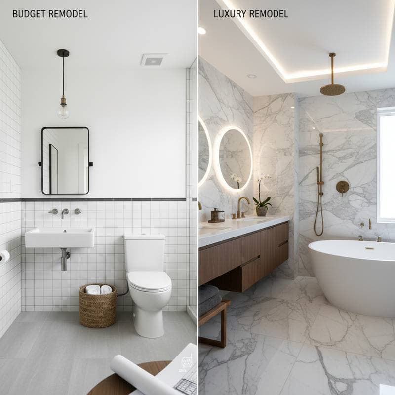 Featured image for Budget vs Luxury Bathroom Remodel Costs in 2025