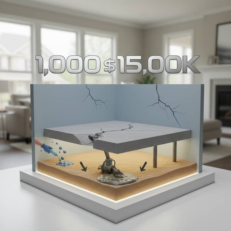 Featured image for Sinking Slab Repair Costs $1K-$15K in 2025
